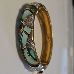 Chic Gold and Teal Mosaic Bracelet